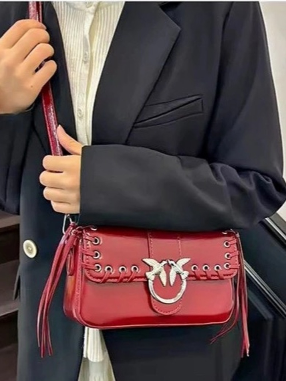 Designer inspired Red Studded Crossbody Bag